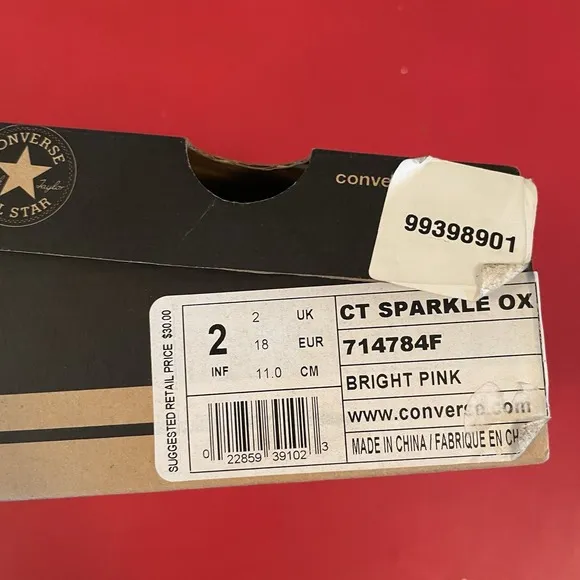 Converse All Star Chuck Taylor Bright Pink Sparkle Infant Shoes Laces Glitter