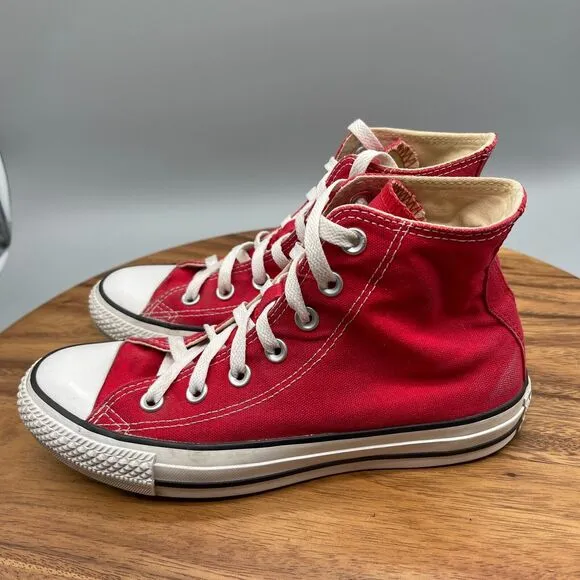 Converse All Star Chuck Taylor Shoes Womens Size 7 Red Hi Tops Sneakers