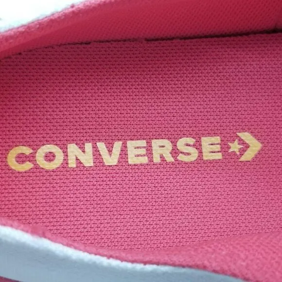 Converse All Star Junior Rainbow Stripe Canvas Sneakers Size 1 White Pink