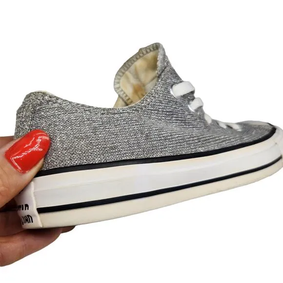 Converse All Star Shoes Womens 6 Silver Gray Knit Fabric Sparkly Sweater Sneaker