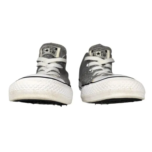 Converse All Star Shoes Womens 6 Silver Gray Knit Fabric Sparkly Sweater Sneaker