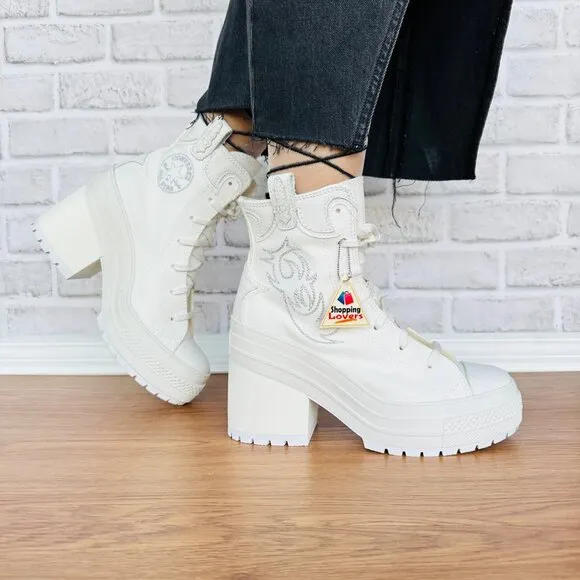 ⭐Converse Chuck 70 De Luxe Heel Western Hi Platform 5.5 Men Boots White A10335C