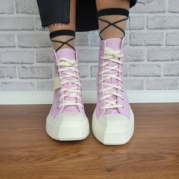 ⭐Converse Chuck 70 De Luxe Wedge Platform Hi Shoes Sz 7 A07584C Purple Pink 4&quot;
