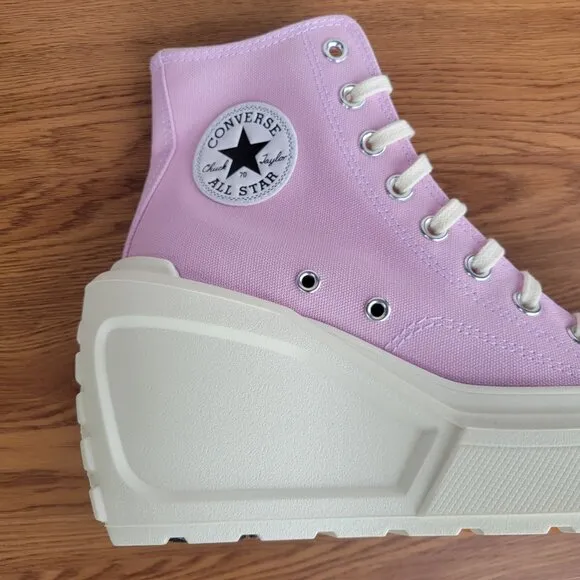 ⭐Converse Chuck 70 De Luxe Wedge Platform Hi Shoes Sz 7 A07584C Purple Pink 4&quot;
