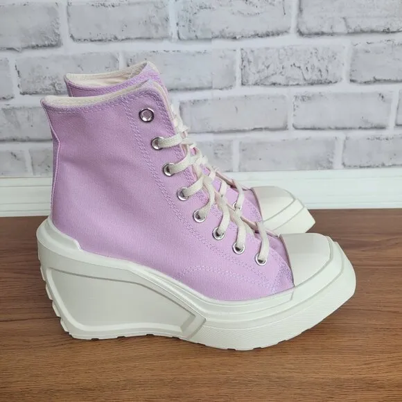 ⭐Converse Chuck 70 De Luxe Wedge Platform Hi Shoes Sz 7 A07584C Purple Pink 4&quot;