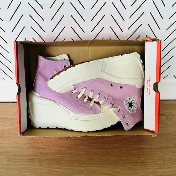 ⭐Converse Chuck 70 De Luxe Wedge Platform Hi Shoes Sz 7 A07584C Purple Pink 4&quot;
