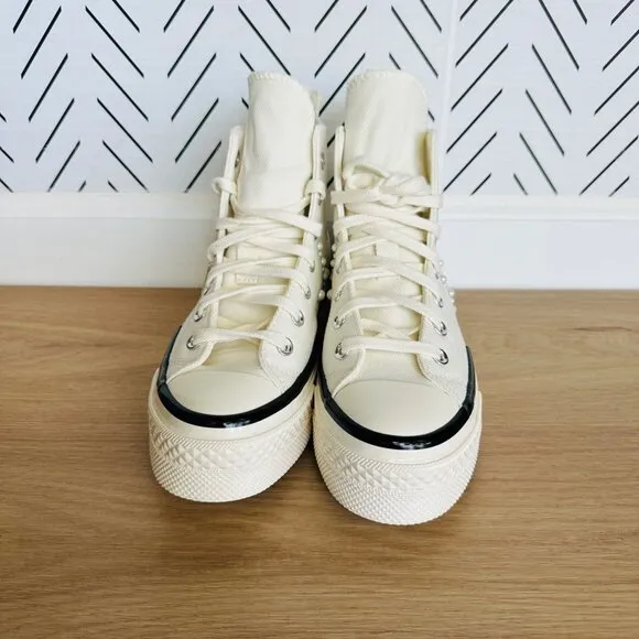 ❤️❤️CONVERSE Chuck 70 Plus Gems Rhinestones Pearls Sz 6 Mens Shoes Cream A10287C