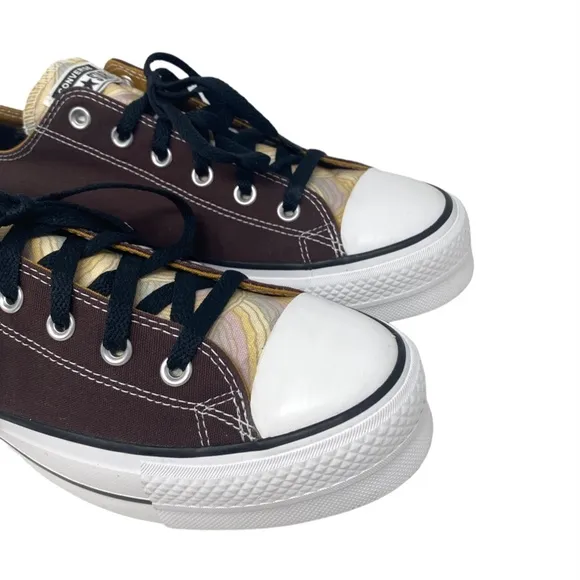 Converse Chuck Lift Men Platform Low Shoes Skate Canvas Brown Custom 171210C-WB