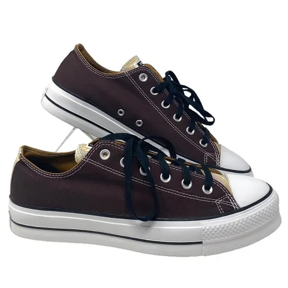 Converse Chuck Lift Men Platform Low Shoes Skate Canvas Brown Custom 171210C-WB