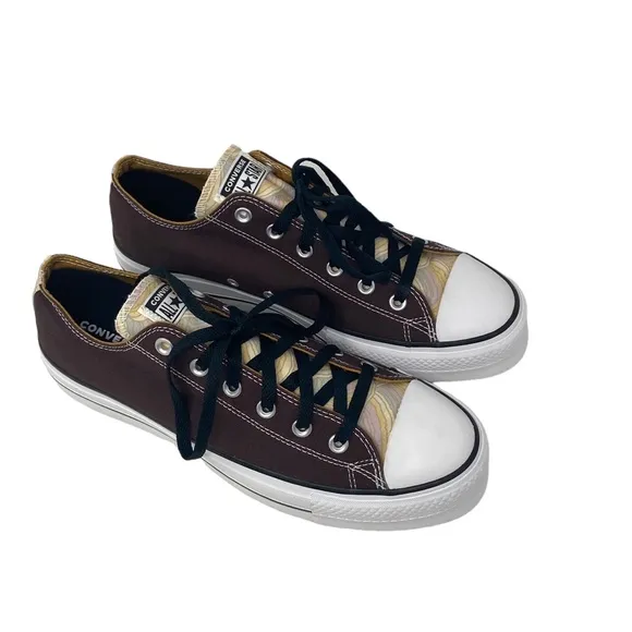 Converse Chuck Lift Men Platform Low Shoes Skate Canvas Brown Custom 171210C-WB