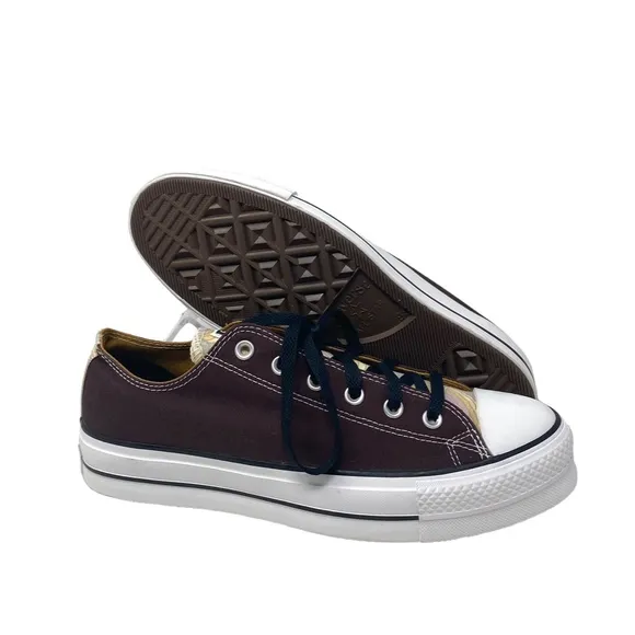 Converse Chuck Lift Men Platform Low Shoes Skate Canvas Brown Custom 171210C-WB
