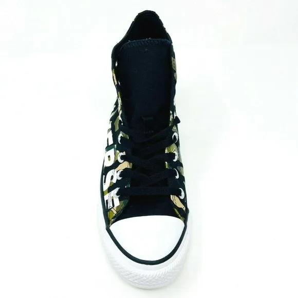 Converse Chuck Taylor All Star Hi Black Green Camo Print Womens Shoes 166232F