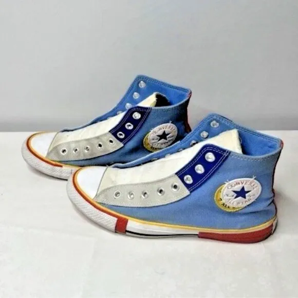 Converse Chuck Taylor All Star High Double Logo Blue Men’s 8.5 Shoes No Laces