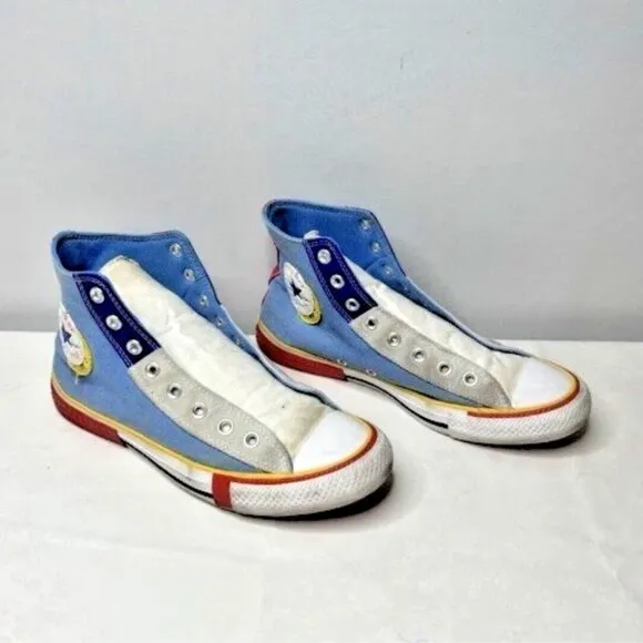 Converse Chuck Taylor All Star High Double Logo Blue Men’s 8.5 Shoes No Laces