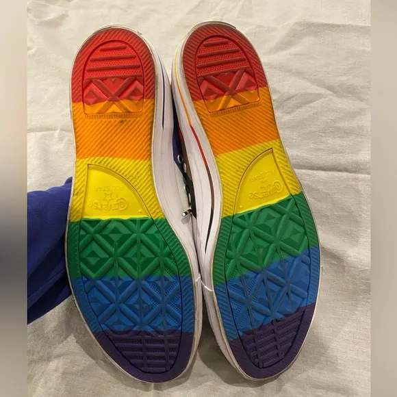 Converse Chuck Taylor All Star High Pride White rainbow shoes sneakers size 9.5