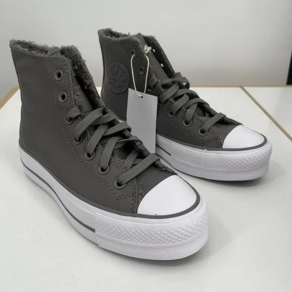 Converse Chuck Taylor All Star‎ Lift Platform Leather &amp; Sherpa Shoes- A05511C