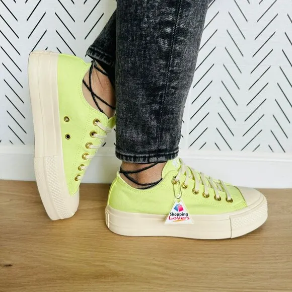 ⭐Converse Chuck Taylor All Star Lift Platform Sz 7.5 Women's Shoes Green A09913F