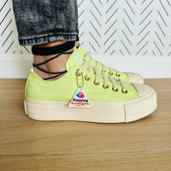 ⭐Converse Chuck Taylor All Star Lift Platform Sz 7.5 Women's Shoes Green A09913F