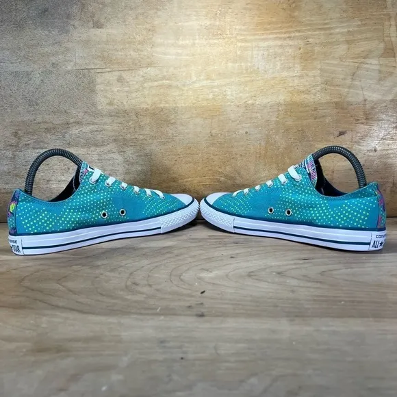 Converse Chuck Taylor All Star Womens Size 8 (6Y) Shoes Sneakers Blue Neon Polka