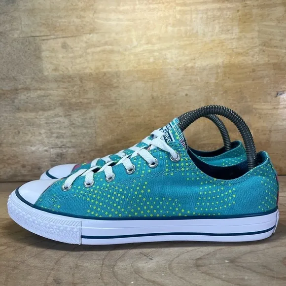 Converse Chuck Taylor All Star Womens Size 8 (6Y) Shoes Sneakers Blue Neon Polka