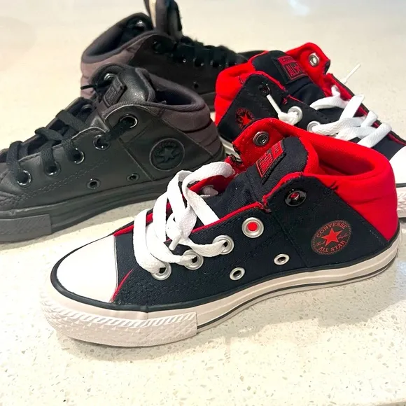 CONVERSE CHUCK TAYLOR Black &amp; Red MID TOP and MID GS 'AXEL'