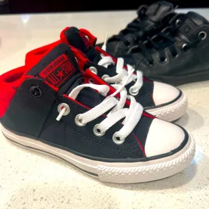 CONVERSE CHUCK TAYLOR Black &amp; Red MID TOP and MID GS 'AXEL'