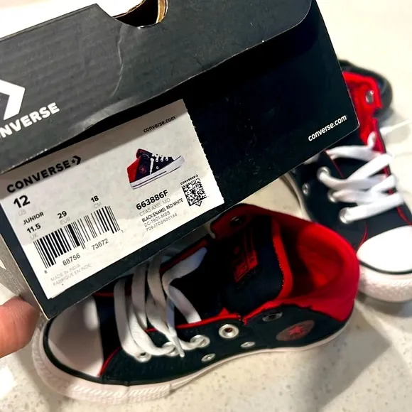 CONVERSE CHUCK TAYLOR Black &amp; Red MID TOP and MID GS 'AXEL'