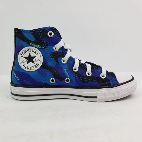 Converse CTAS HI Boys Size 1Y Kinetic Blue Canvas Lace Up Sneaker Shoes 327087F