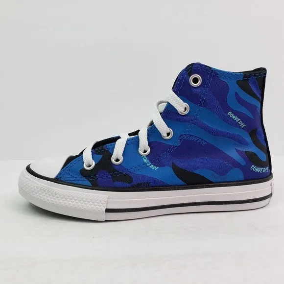 Converse CTAS HI Boys Size 1Y Kinetic Blue Canvas Lace Up Sneaker Shoes 327087F