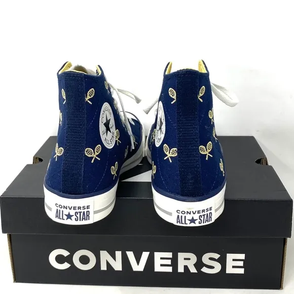 Converse Ctas High Top Skate Navy Gold Canvas Shoes Women Size Sneakers A05682F