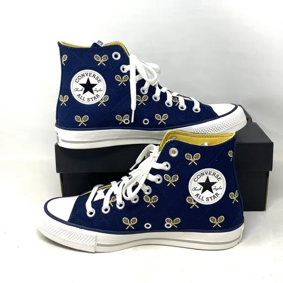 Converse Ctas High Top Skate Navy Gold Canvas Shoes Women Size Sneakers A05682F