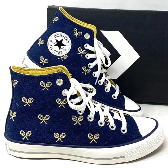 Converse Ctas High Top Skate Navy Gold Canvas Shoes Women Size Sneakers A05682F