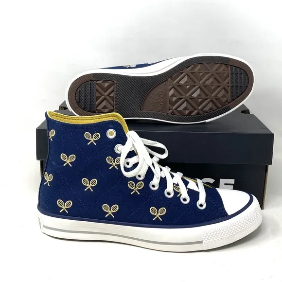 Converse Ctas High Top Skate Navy Gold Canvas Shoes Women Size Sneakers A05682F