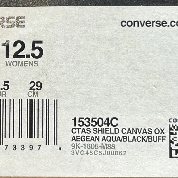 Converse CTAS Shield Canvas Ox Aegean Aqua Black Buff Shoes