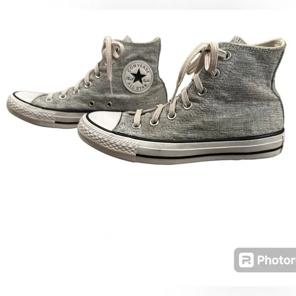 Converse Glitter Custom Chuck Taylor All Star By You high top silver size 7