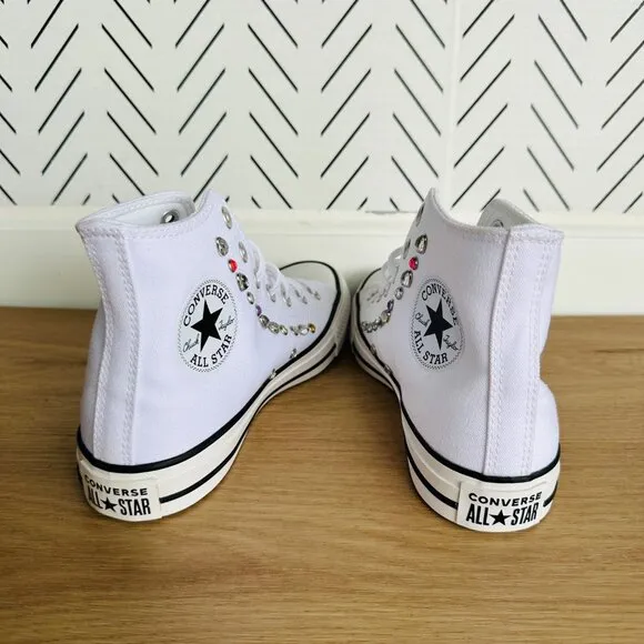 💎Converse Men Shoes Sz 5.5 Chuck Taylor All Star Hi Y2K Gems White A10290C New