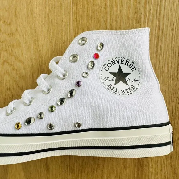 💎Converse Men Shoes Sz 5.5 Chuck Taylor All Star Hi Y2K Gems White A10290C New