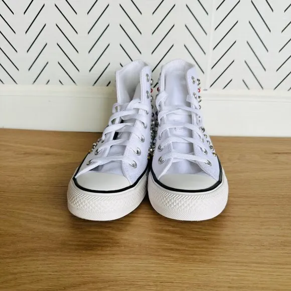 💎Converse Men Shoes Sz 5.5 Chuck Taylor All Star Hi Y2K Gems White A10290C New