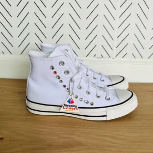 💎Converse Men Shoes Sz 5.5 Chuck Taylor All Star Hi Y2K Gems White A10290C New