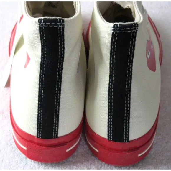 Converse Men's Chuck 70 CDG HI Top Canvas Shoes White Red Egret Sizes NIB
