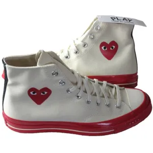 Converse Men's Chuck 70 CDG HI Top Canvas Shoes White Red Egret Sizes NIB