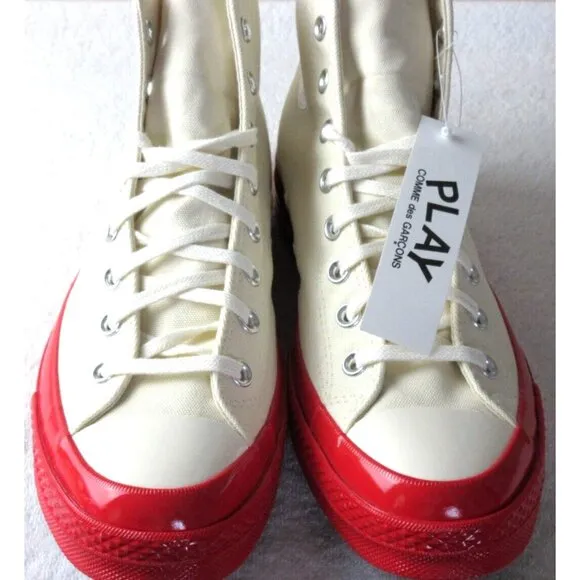 Converse Men's Chuck 70 CDG HI Top Canvas Shoes White Red Egret Sizes NIB
