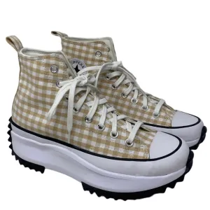 Converse Run Star Hi Platform Shoes Women Size White Beige Plaid Canvas A05999C