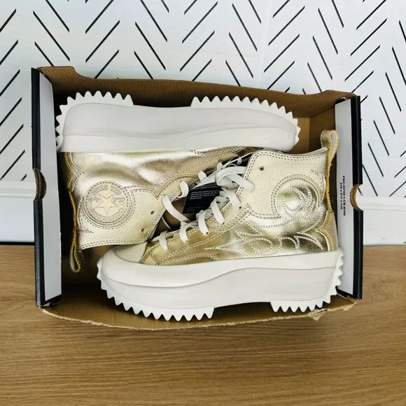 🤩Converse Run Star Hike Hi Platform Western Women Shoes Sz 7.5 Gold A10333C New