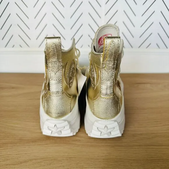🤩Converse Run Star Hike Hi Platform Western Women Shoes Sz 7.5 Gold A10333C New