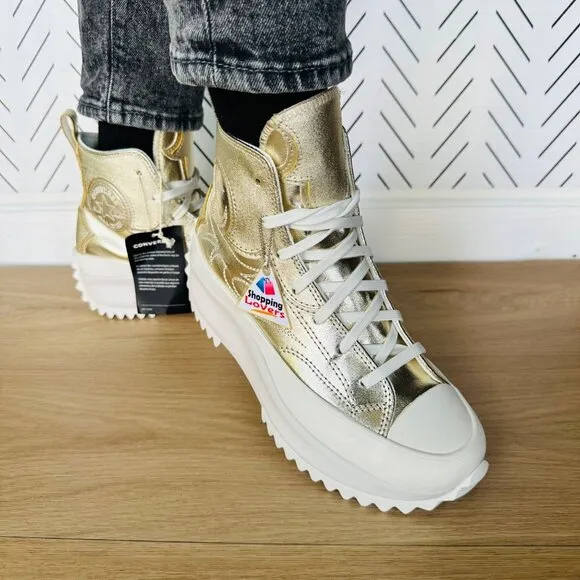 🤩Converse Run Star Hike Hi Platform Western Women Shoes Sz 7.5 Gold A10333C New
