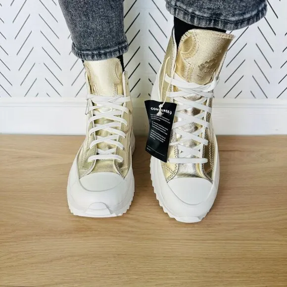 🤩Converse Run Star Hike Hi Platform Western Women Shoes Sz 7.5 Gold A10333C New