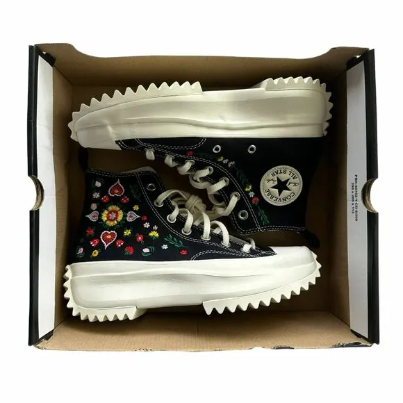 ⭐Converse Run Star Hike Hi Size 5 Men's Shoes Platform Floral Embroidery A02192C