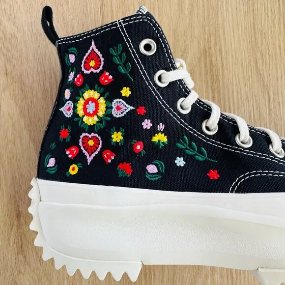 ⭐Converse Run Star Hike Hi Size 5 Men's Shoes Platform Floral Embroidery A02192C