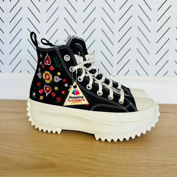 ⭐Converse Run Star Hike Hi Size 5 Men's Shoes Platform Floral Embroidery A02192C